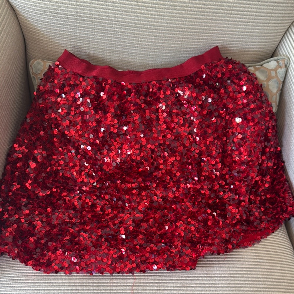 Cat & Jack Red Sequin Bubble Mini Skirt